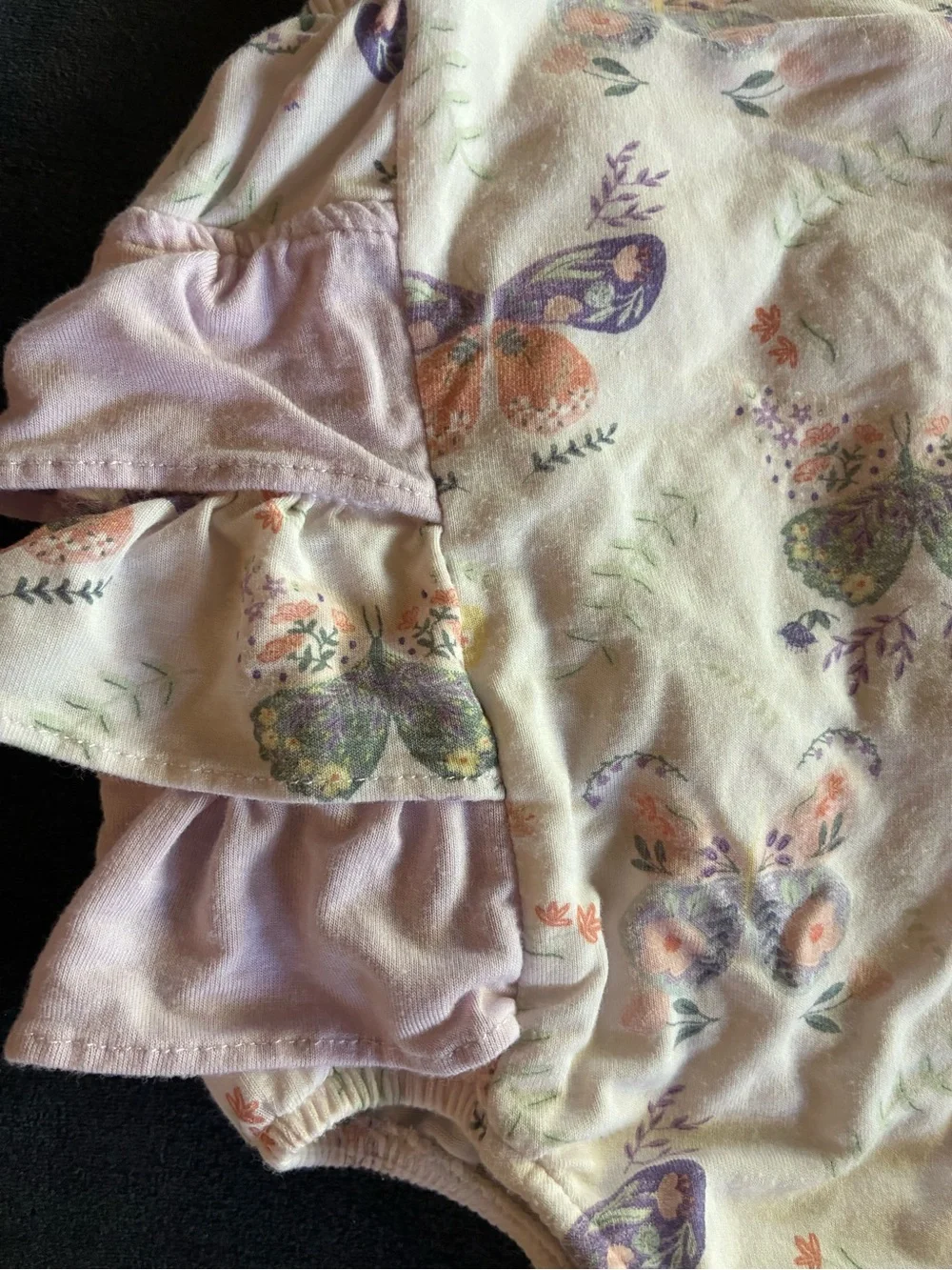 Angel Dear Butterfly Romper Bubble with Skirt Size 0-3 Month Lilac Purple Floral